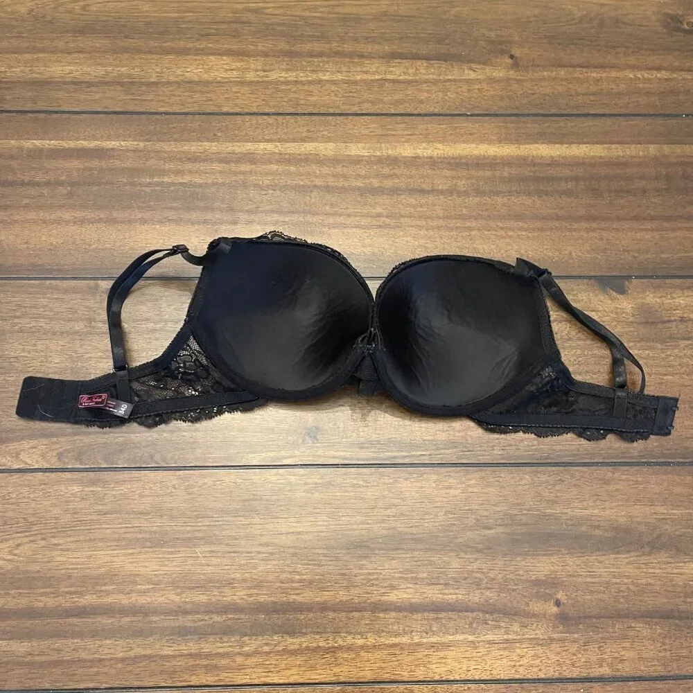 Black Fuchsia Women's Floral Lace Push Up Bra Size 34D